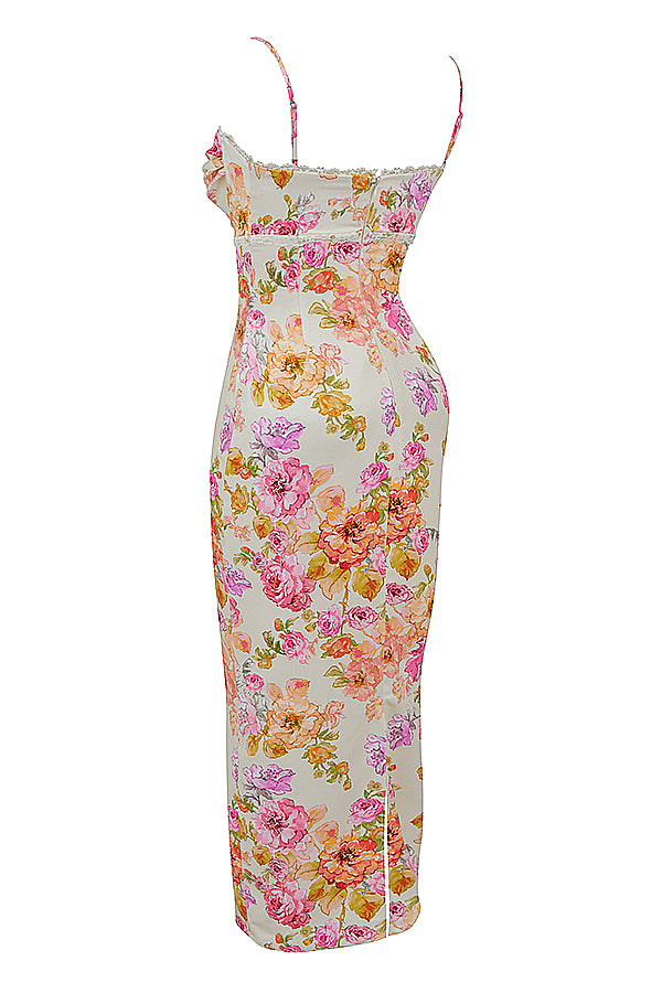 Clémence Robe Longue Ivoire Floral