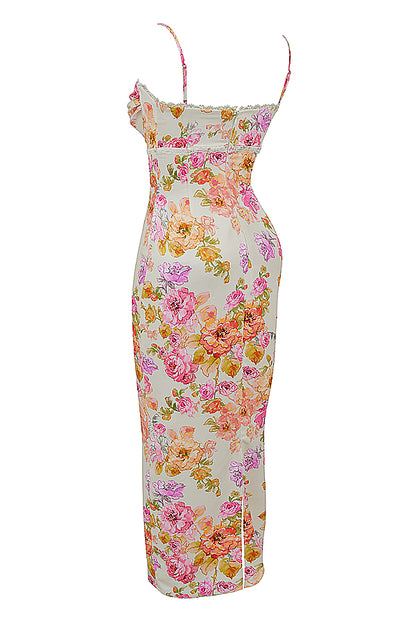 Clémence Robe Longue Ivoire Floral
