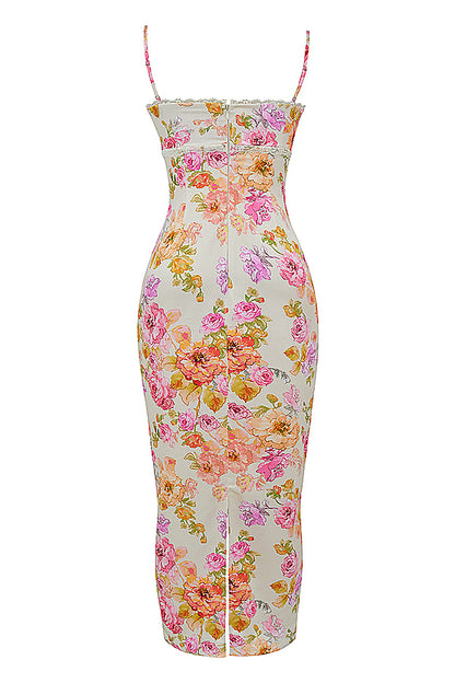 Clémence Robe Longue Ivoire Floral