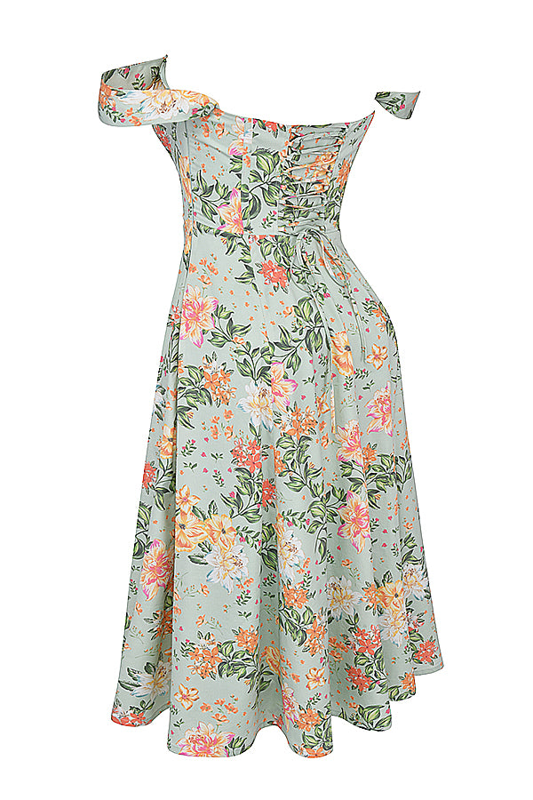 Colombe Robe Mi-Longue Vert Jade