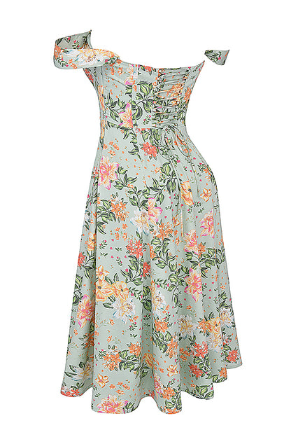 Colombe Robe Mi-Longue Vert Jade