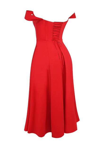 Colombe Robe Mi-Longue Rouge