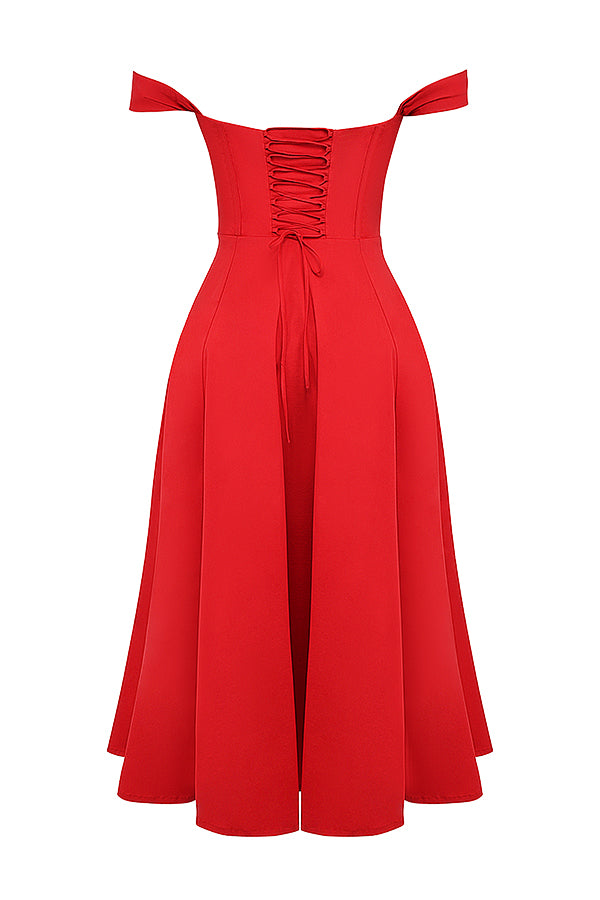 Colombe Robe Mi-Longue Rouge