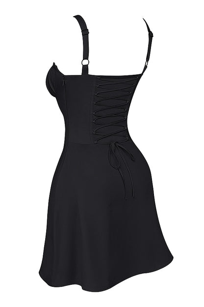 Lila Robe Courte Noir