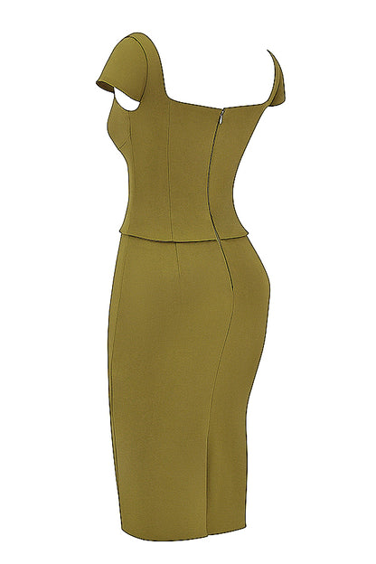 Émeline Robe Mi-Longue Kaki