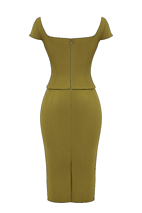 Émeline Robe Mi-Longue Kaki