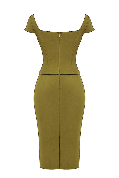 Émeline Robe Mi-Longue Kaki