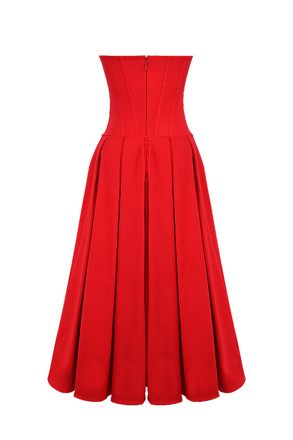 Apolline Robe Mi-Longue Rouge