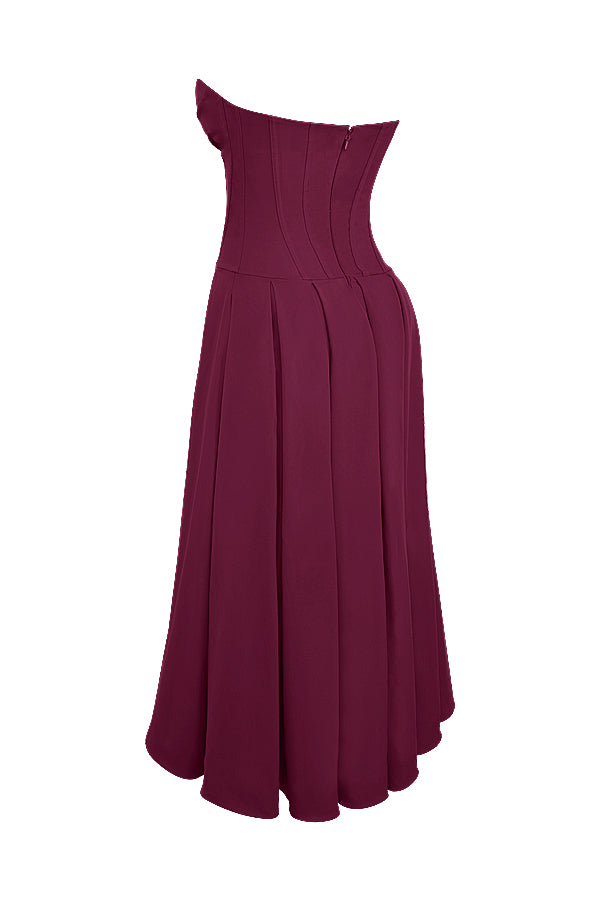 Apolline Robe Mi-Longue Bordeaux