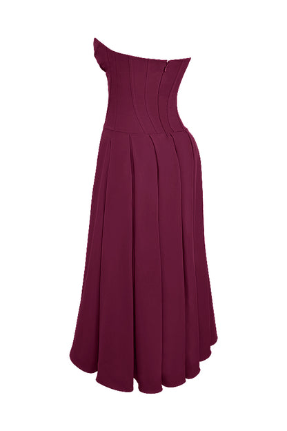 Apolline Robe Mi-Longue Bordeaux