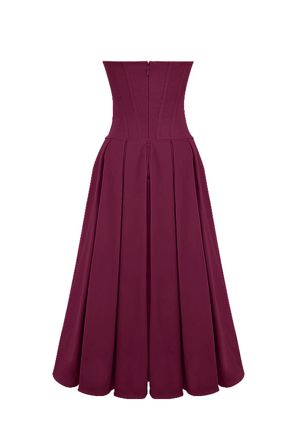 Apolline Robe Mi-Longue Bordeaux