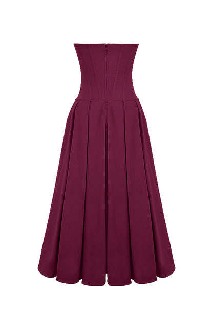 Apolline Robe Mi-Longue Bordeaux