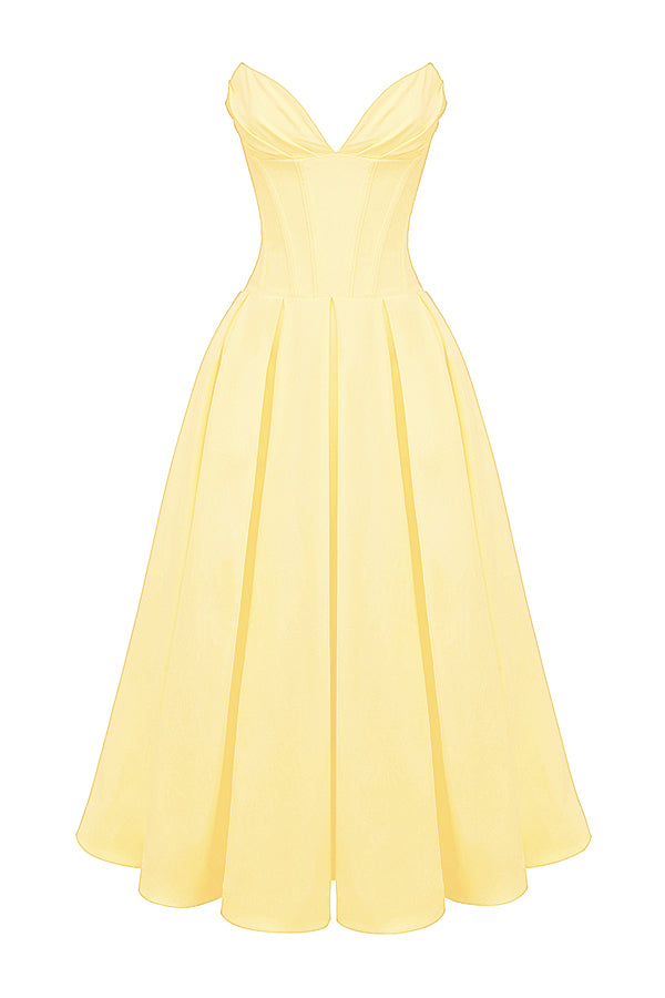 Apolline Robe Mi-Longue Jaune