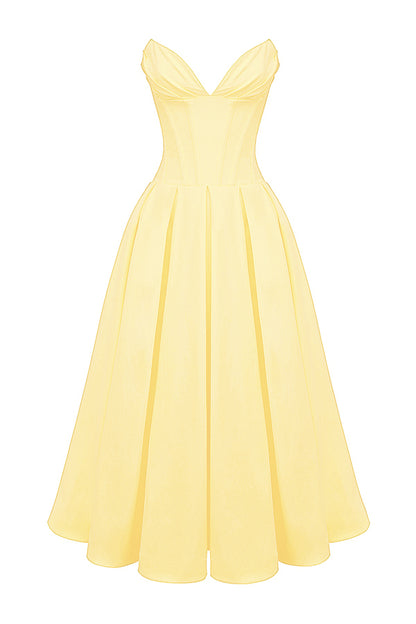 Apolline Robe Mi-Longue Jaune