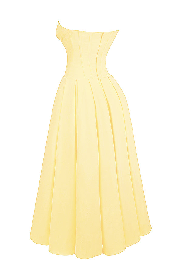 Apolline Robe Mi-Longue Jaune