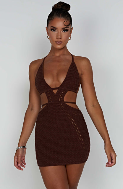 Robe courte Selena - Chocolat