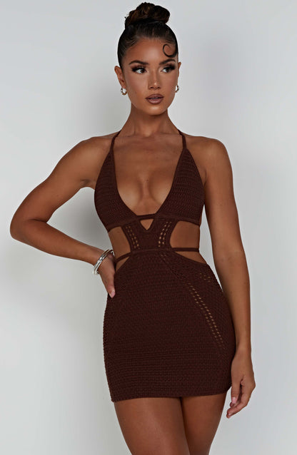 Robe courte Selena - Chocolat