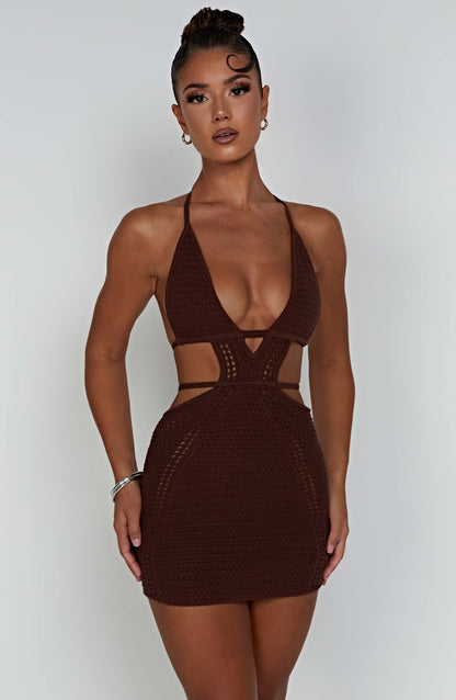 Robe courte Selena - Chocolat