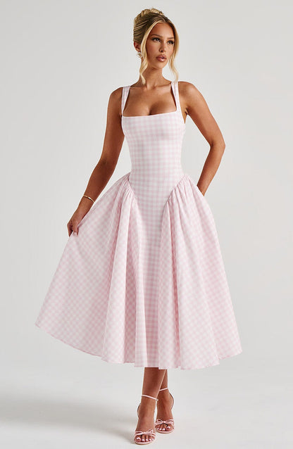 Robe mi-longue Sherrie - Vichy blush