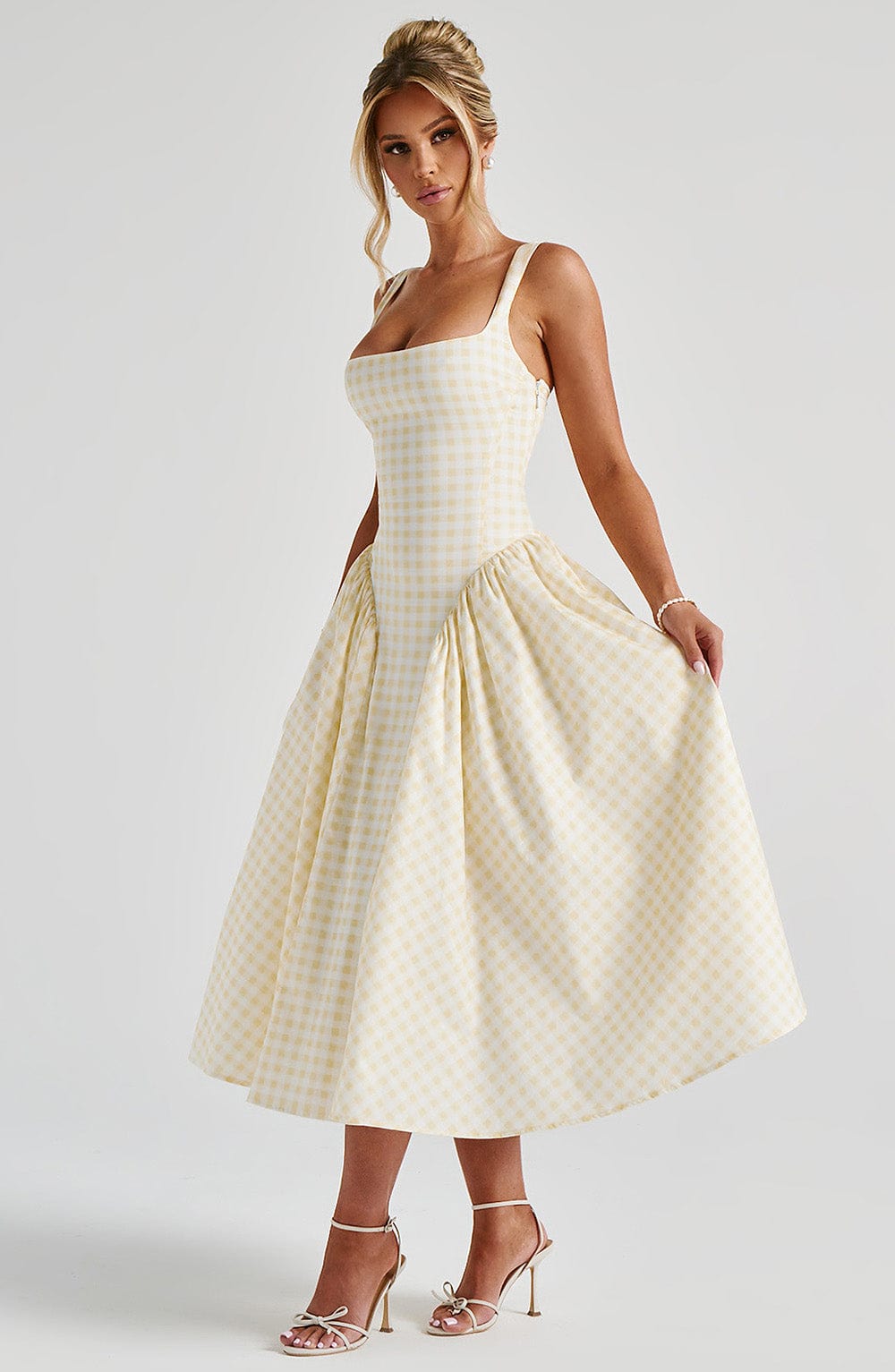 Robe mi-longue Sherrie - Vichy citron