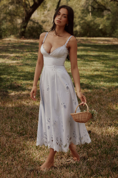 Ombeline Robe Mi-Longue Bleu Ciel