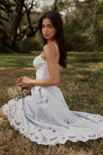 Ombeline Robe Mi-Longue Bleu Ciel