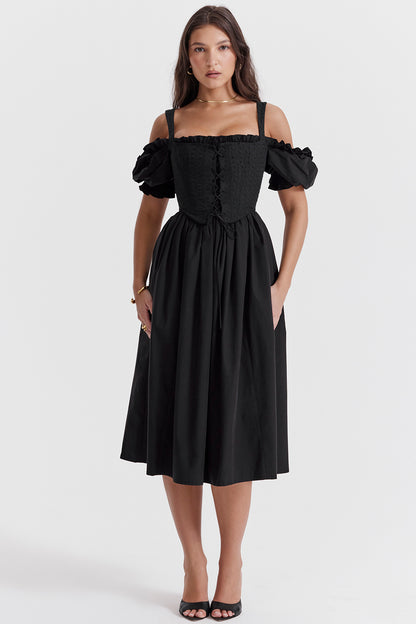 Zélie Robe Mi-Longue Noir