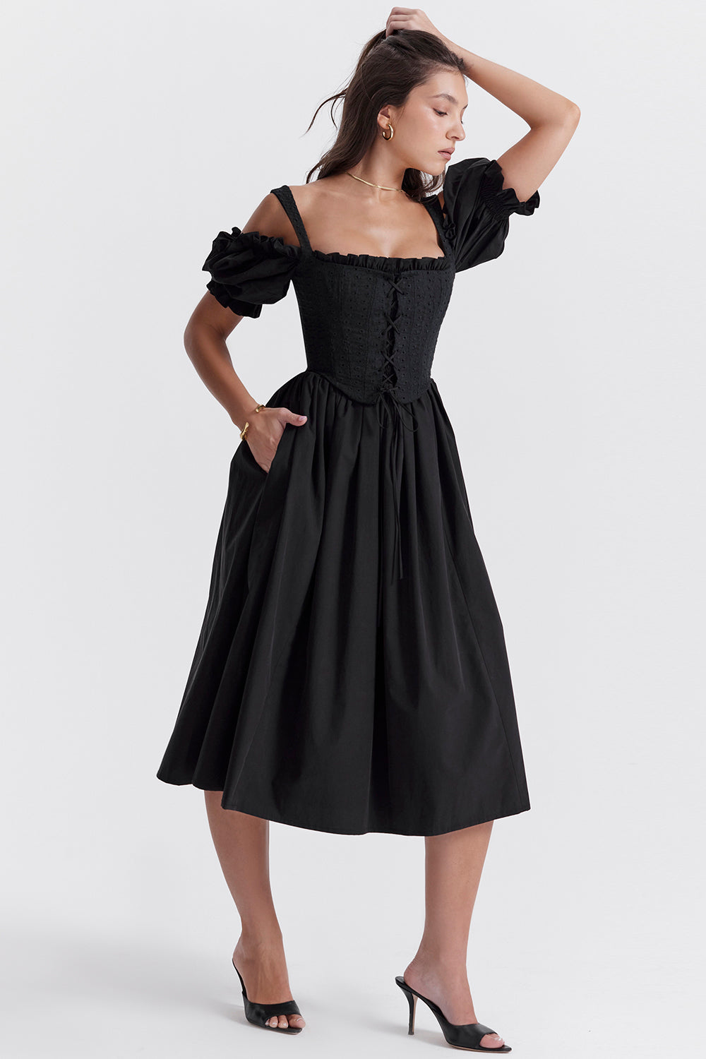Zélie Robe Mi-Longue Noir