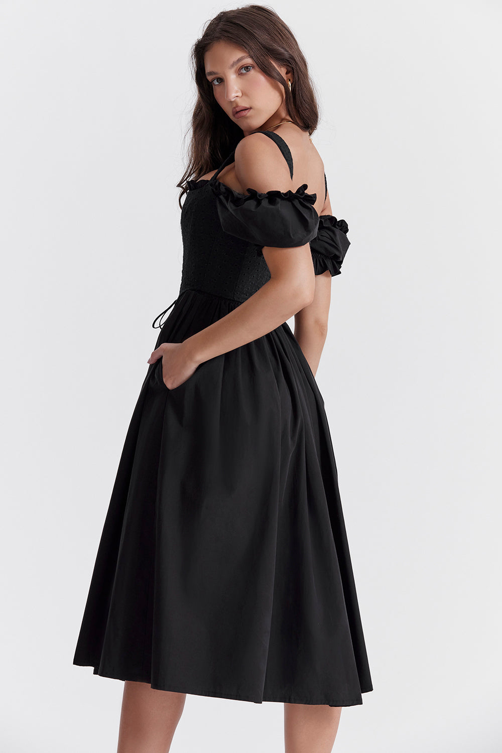 Zélie Robe Mi-Longue Noir