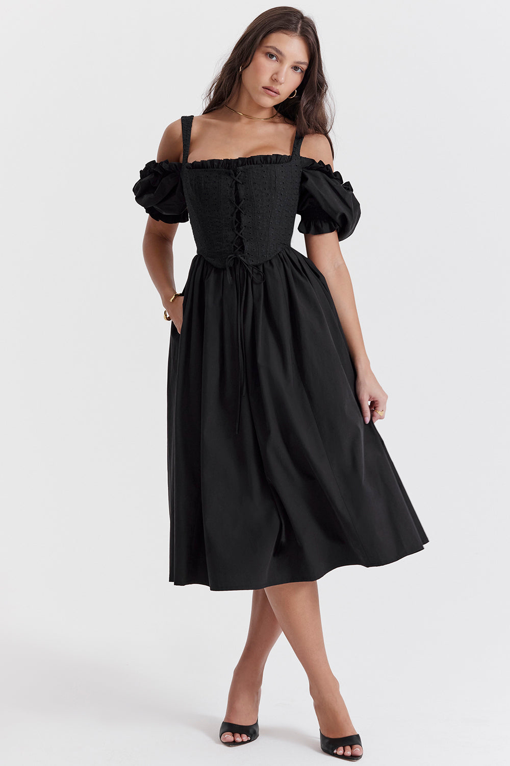 Zélie Robe Mi-Longue Noir