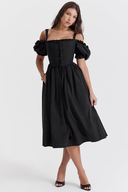 Zélie Robe Mi-Longue Noir
