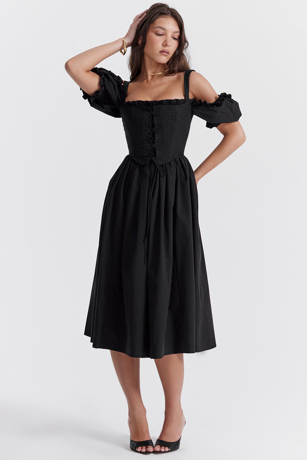 Zélie Robe Mi-Longue Noir