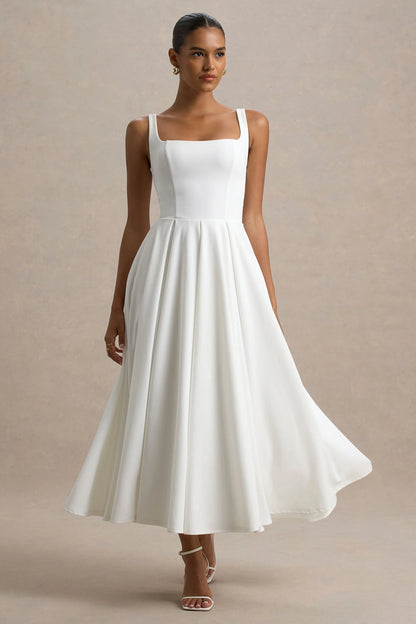 Suzanne Robe Mi-Longue Blanc