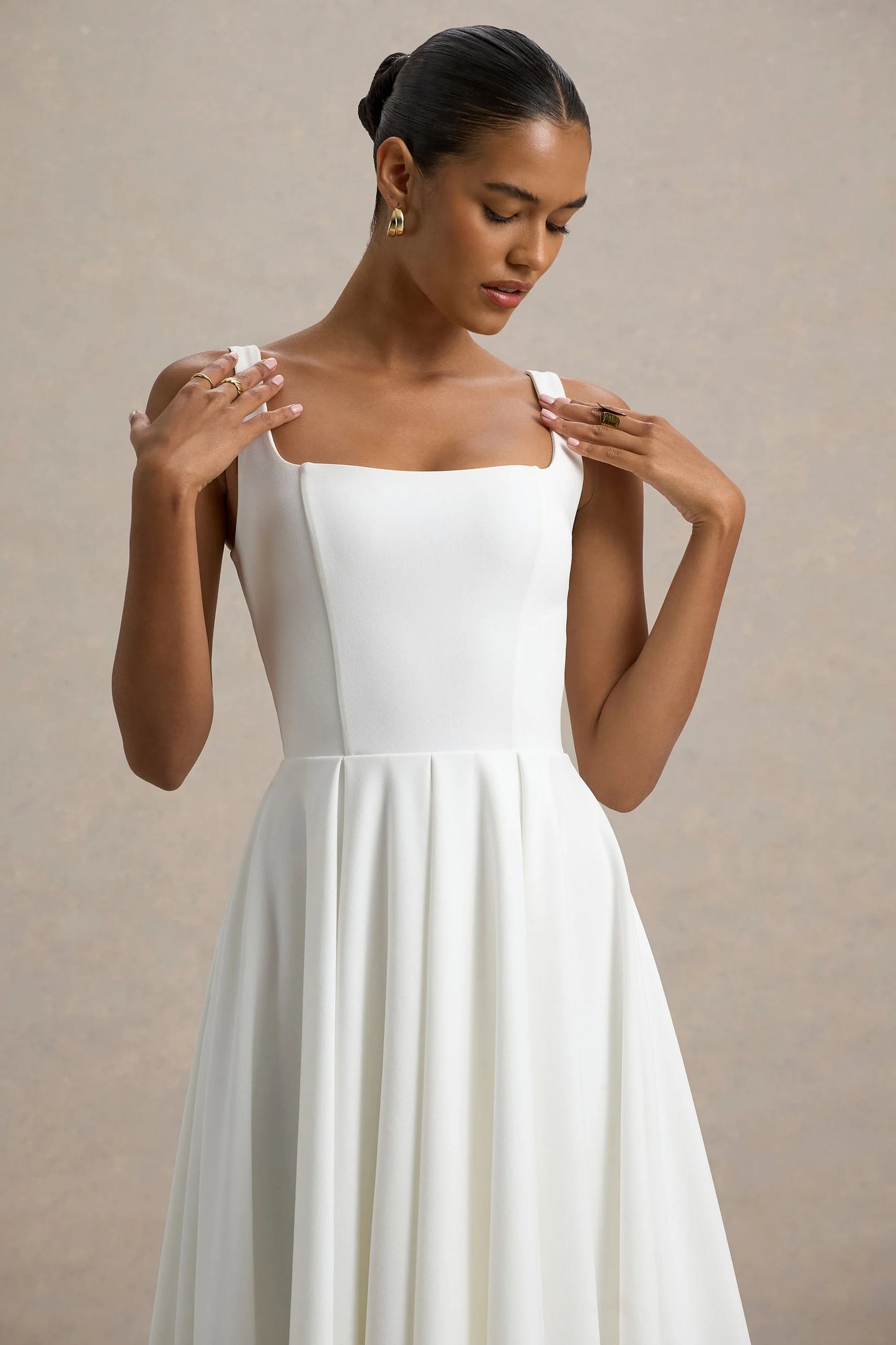 Suzanne Robe Mi-Longue Blanc