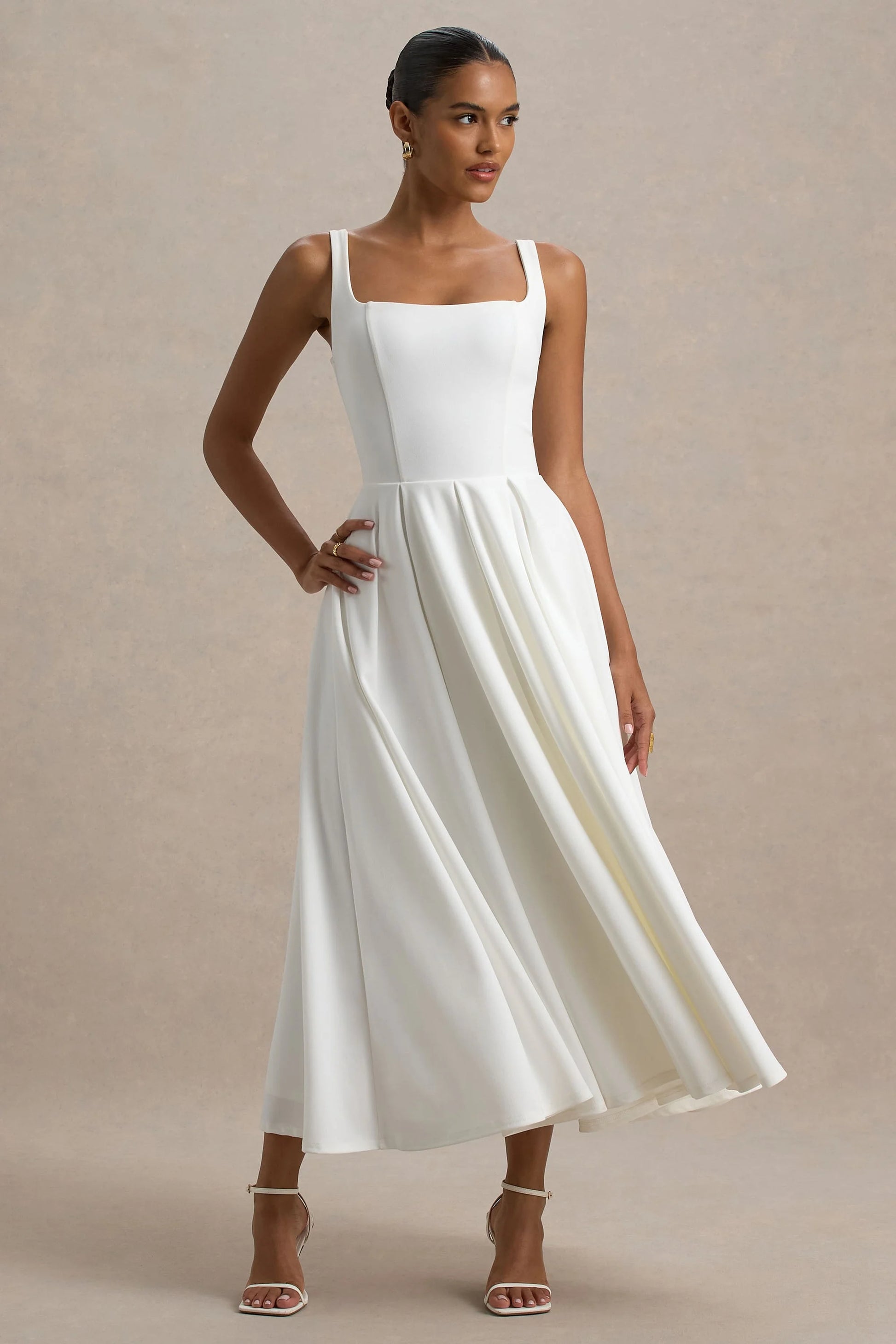 Suzanne Robe Mi-Longue Blanc