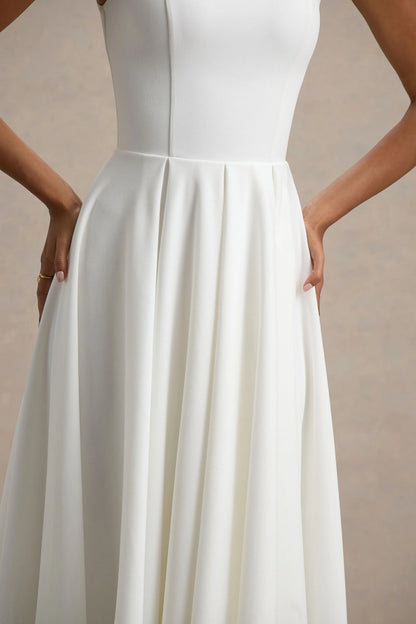 Suzanne Robe Mi-Longue Blanc