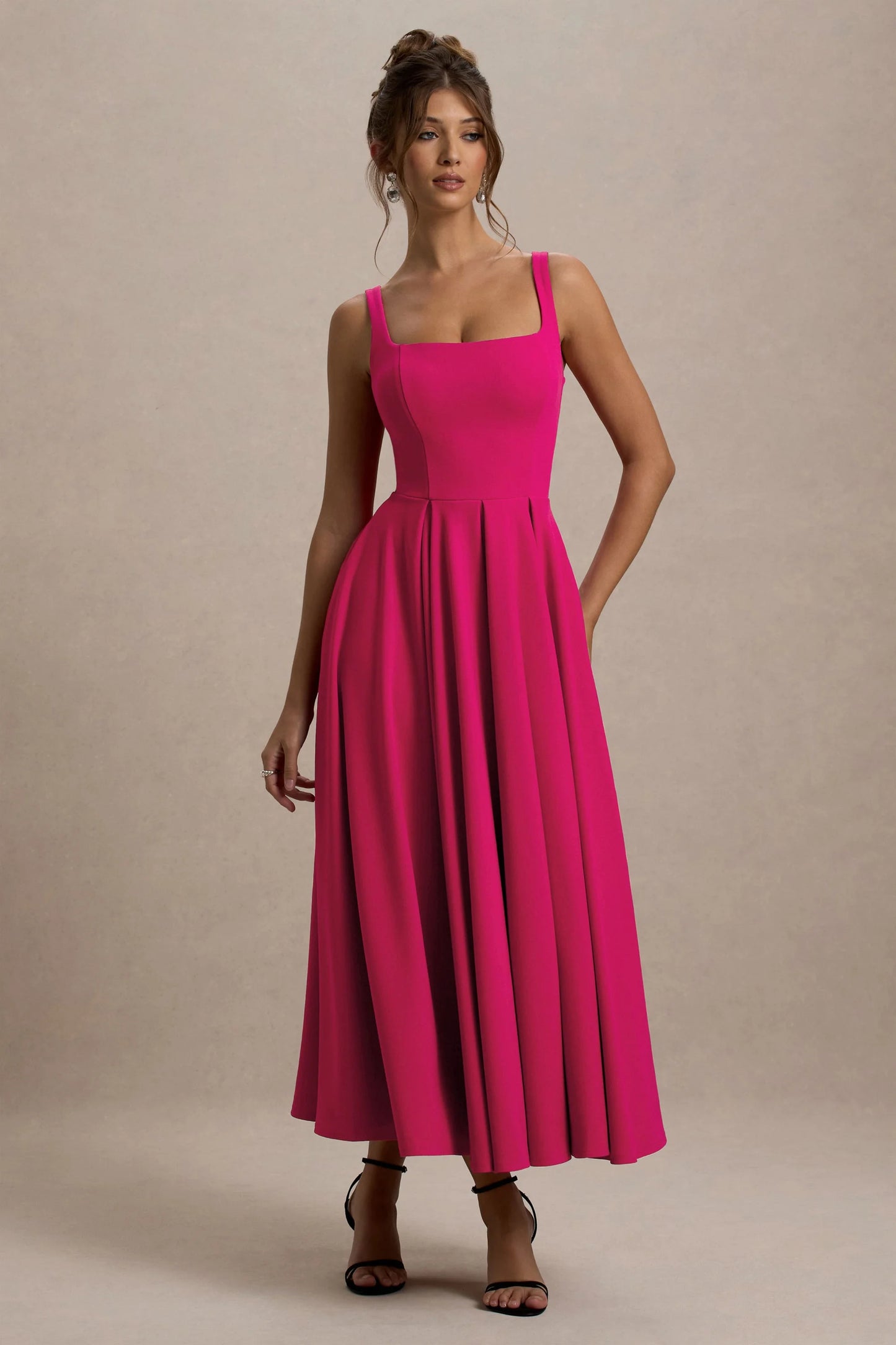 Suzanne Robe Mi-Longue Rose