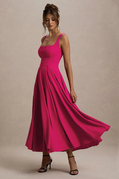 Suzanne Robe Mi-Longue Rose
