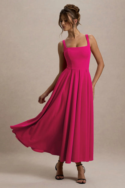 Suzanne Robe Mi-Longue Rose