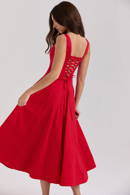 Suzanne Robe Mi-Longue Rouge
