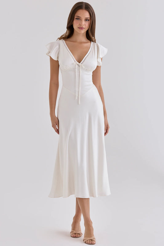 Sylvie Robe Mi-Longue — Blanc - Blanc