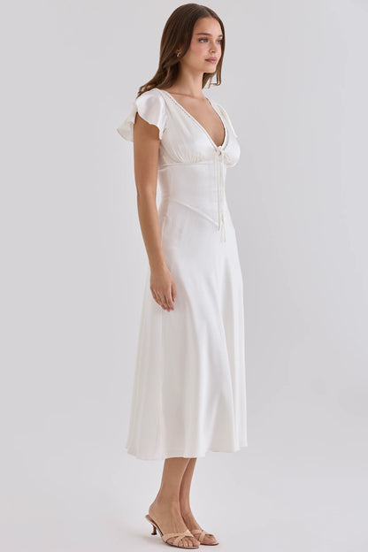 Sylvie Robe Mi-Longue — Blanc - Blanc