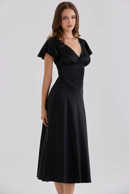 Sylvie Robe Mi-Longue — Noir - Noir