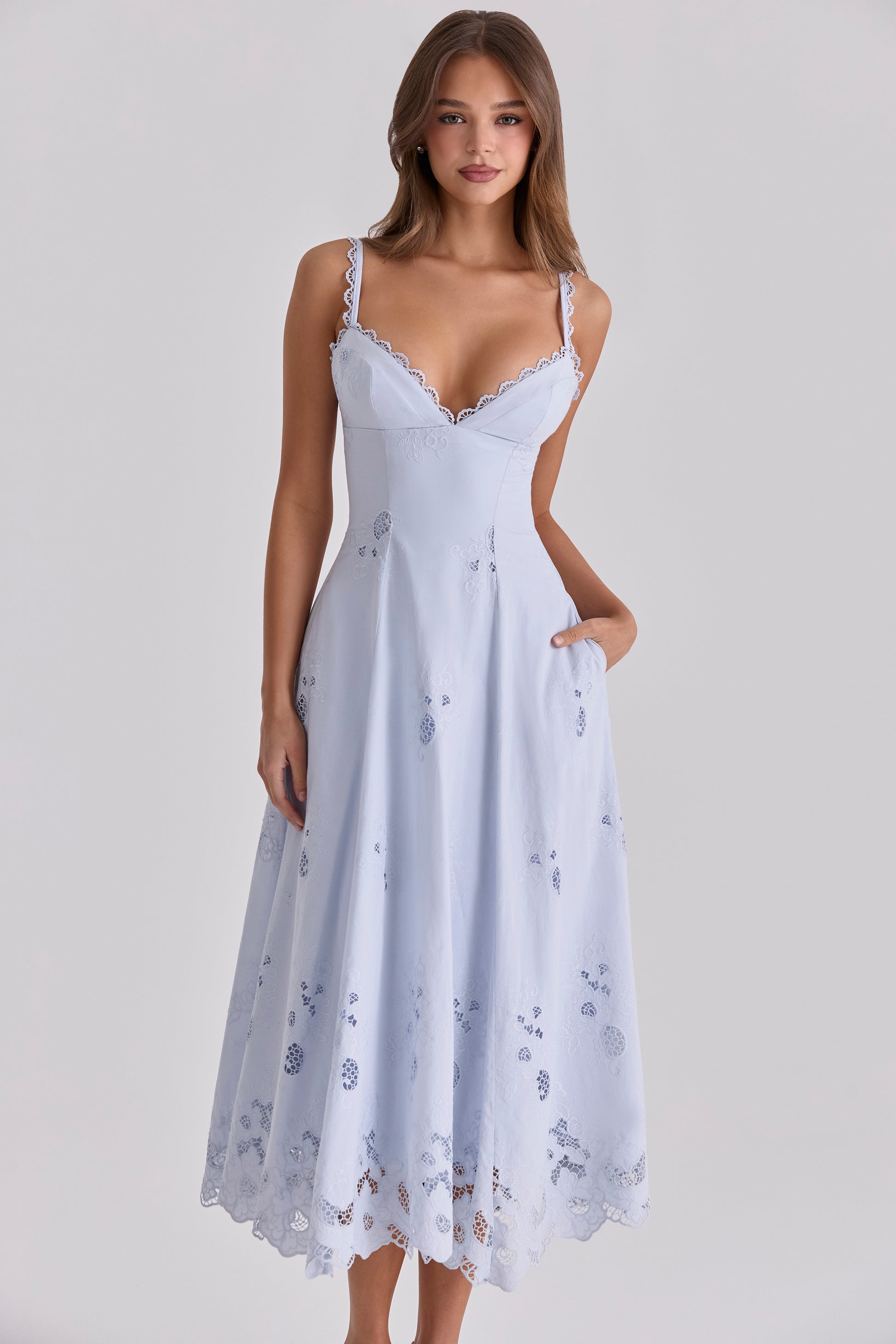Ombeline Robe Mi-Longue Bleu Ciel