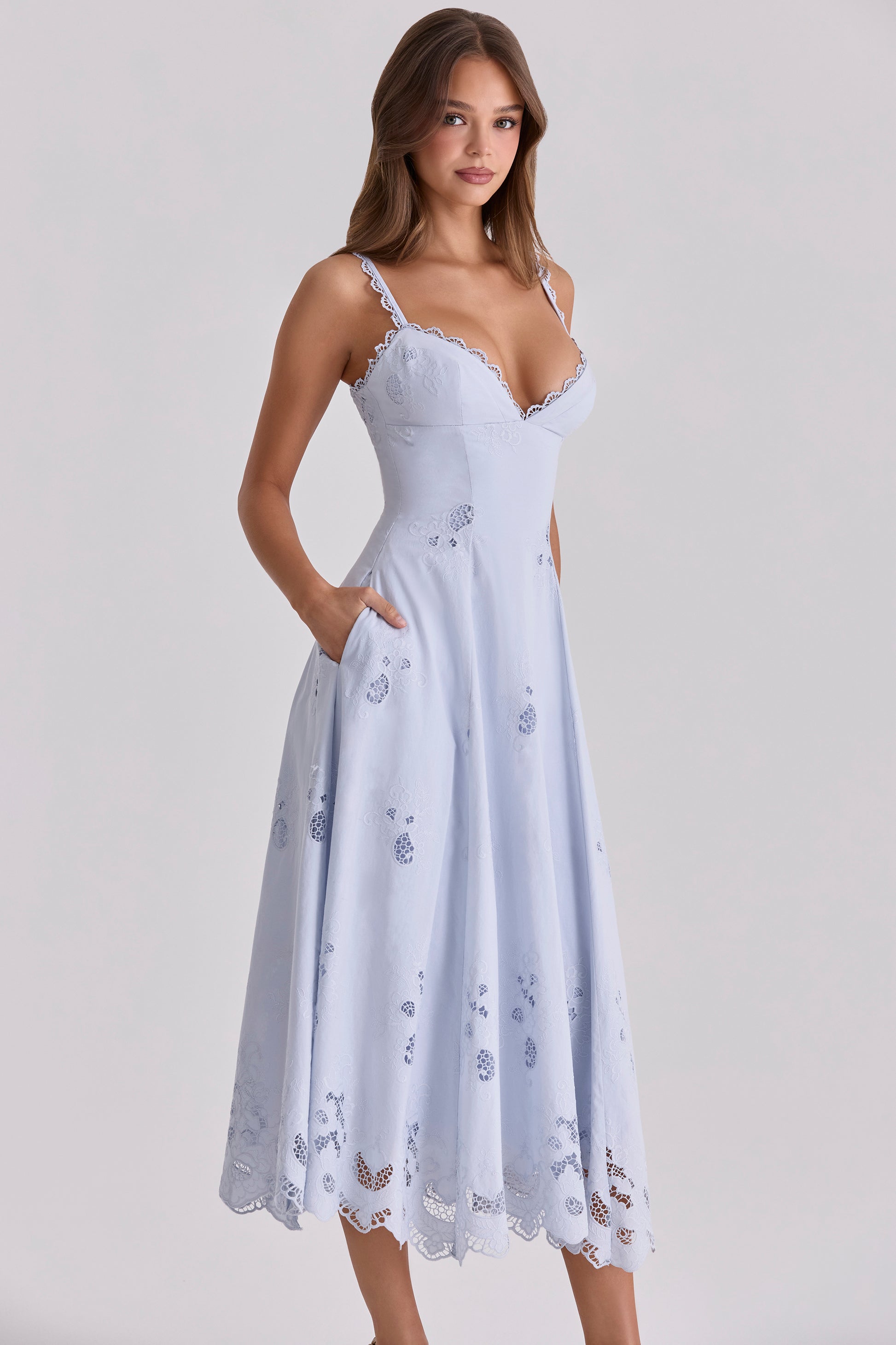 Ombeline Robe Mi-Longue Bleu Ciel