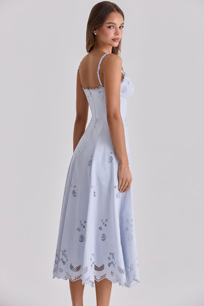 Ombeline Robe Mi-Longue Bleu Ciel