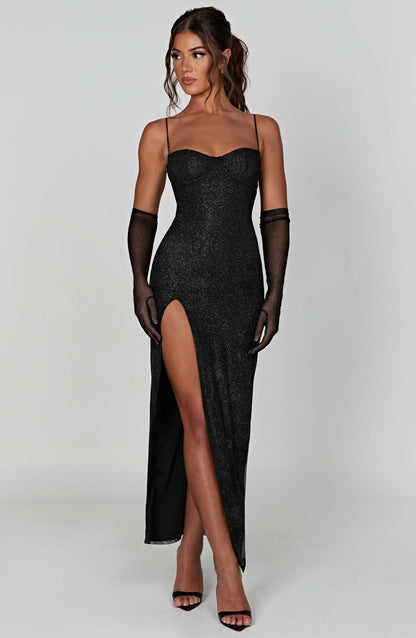 Robe longue Trixie - Noir pailleté