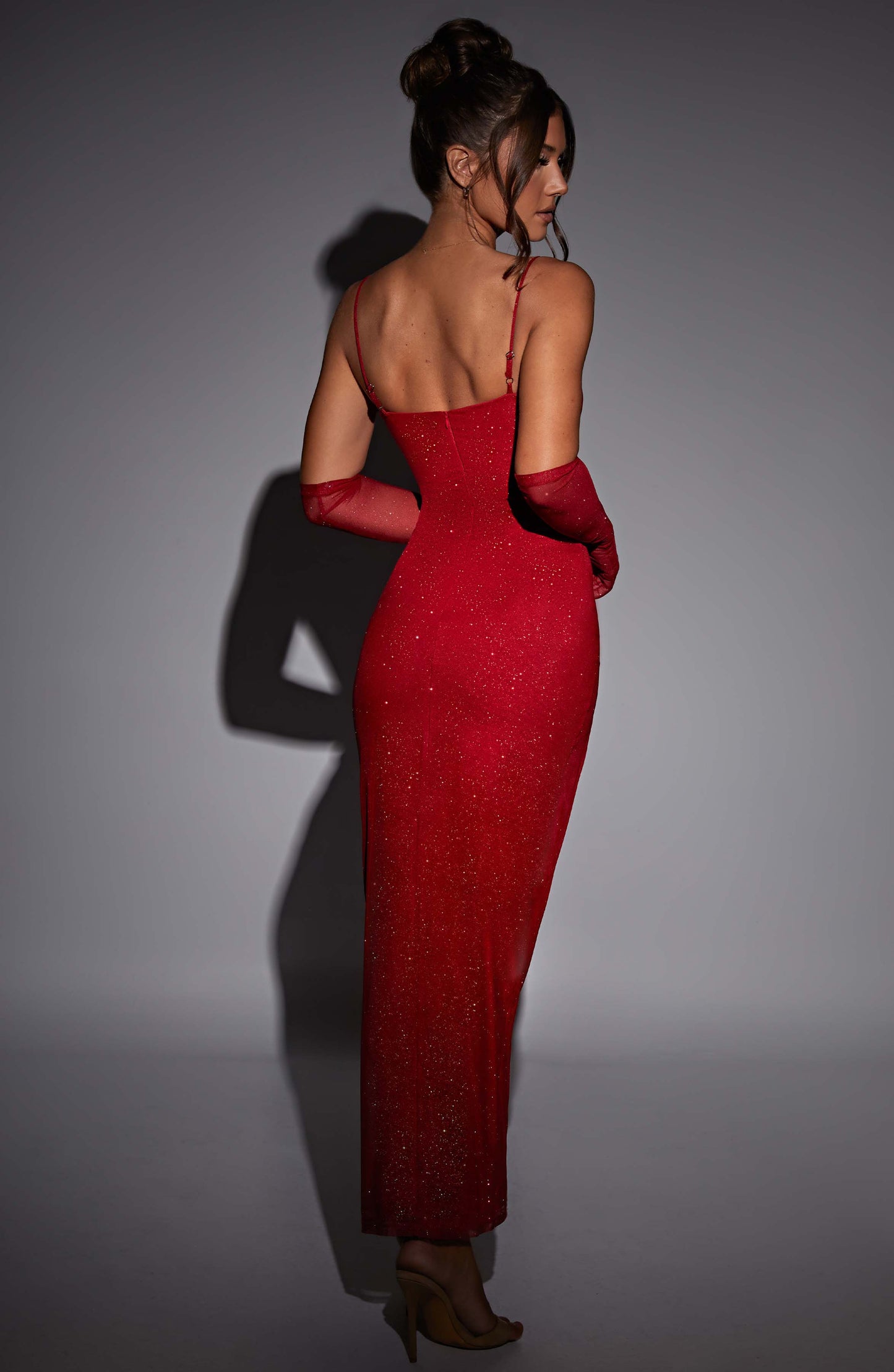 Robe longue Trixie - Rouge pailleté