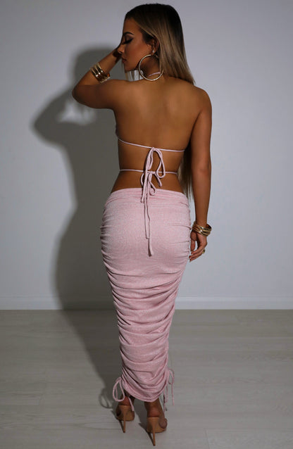 Valencia Maxi Skirt - Baby Pink Sparkle