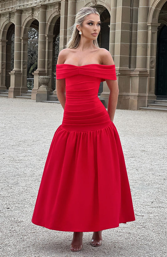 Robe Wilhelmina Midaxi - Rouge